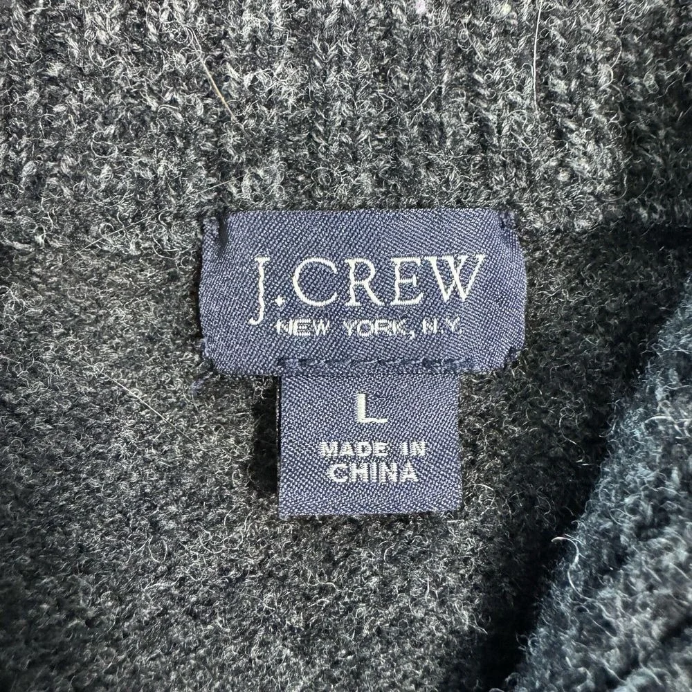 J‎ Crew Shawl Collar Sweater Mens Large Wool Blend Gray Grandpa Preppy Classic